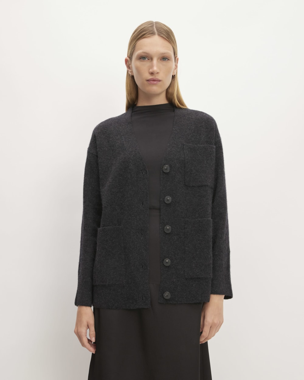 womens-cozy-stretch-relaxed-cardigan-charcoal | primary
