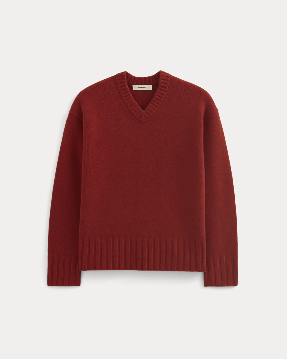 womens-v-neck-sweater-extrafine-merino-berry-red | alt