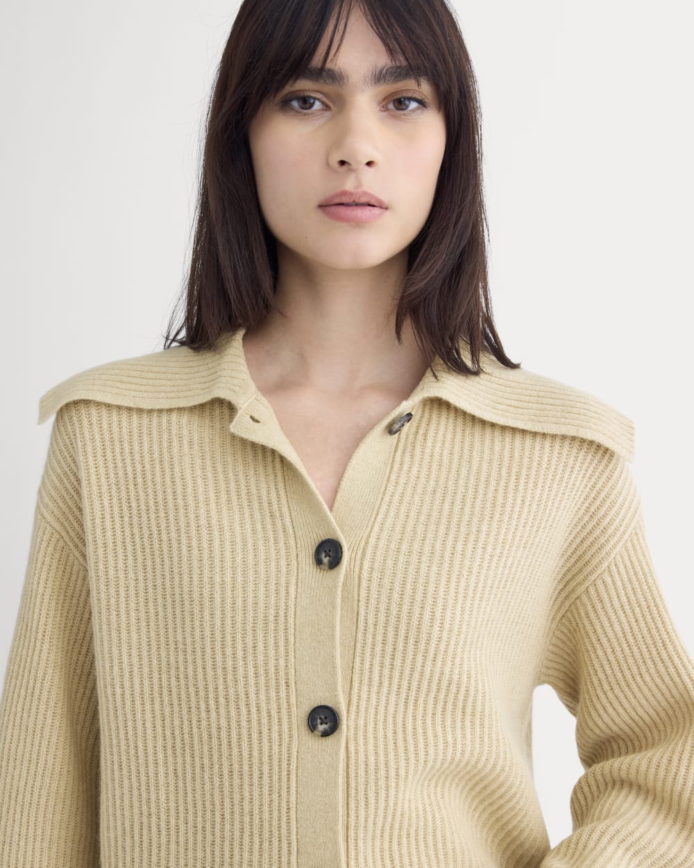 Fisherman Cardigan in Wool Cashmere | Heather Light Camel – Everlane