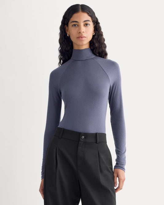 womens-tie-neck-top-in-butterluxe-graystone | primary