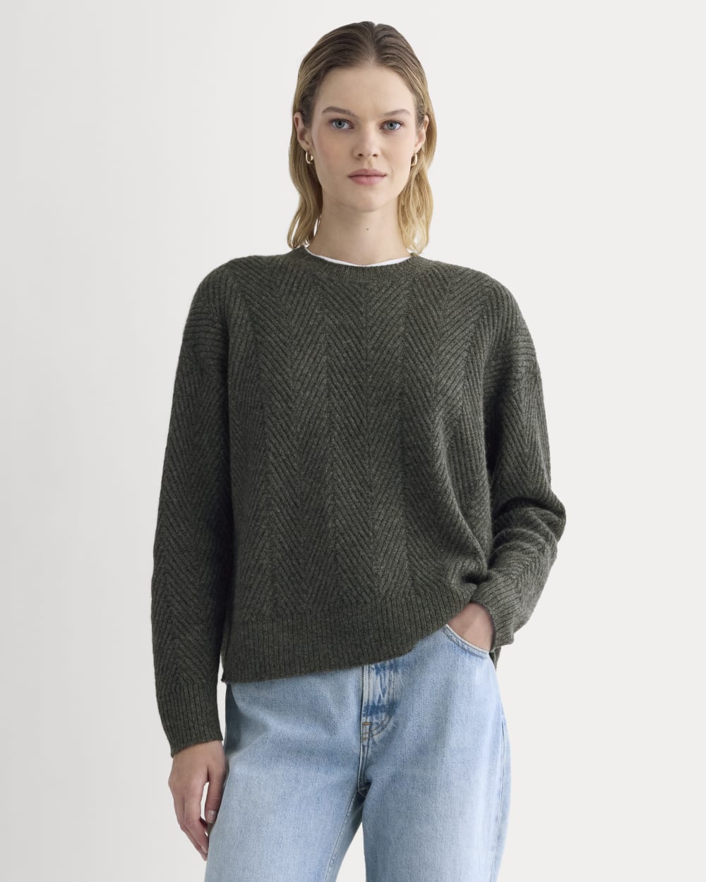 womens-cashmere-herringbone-sweater-heather-charcoal | primary