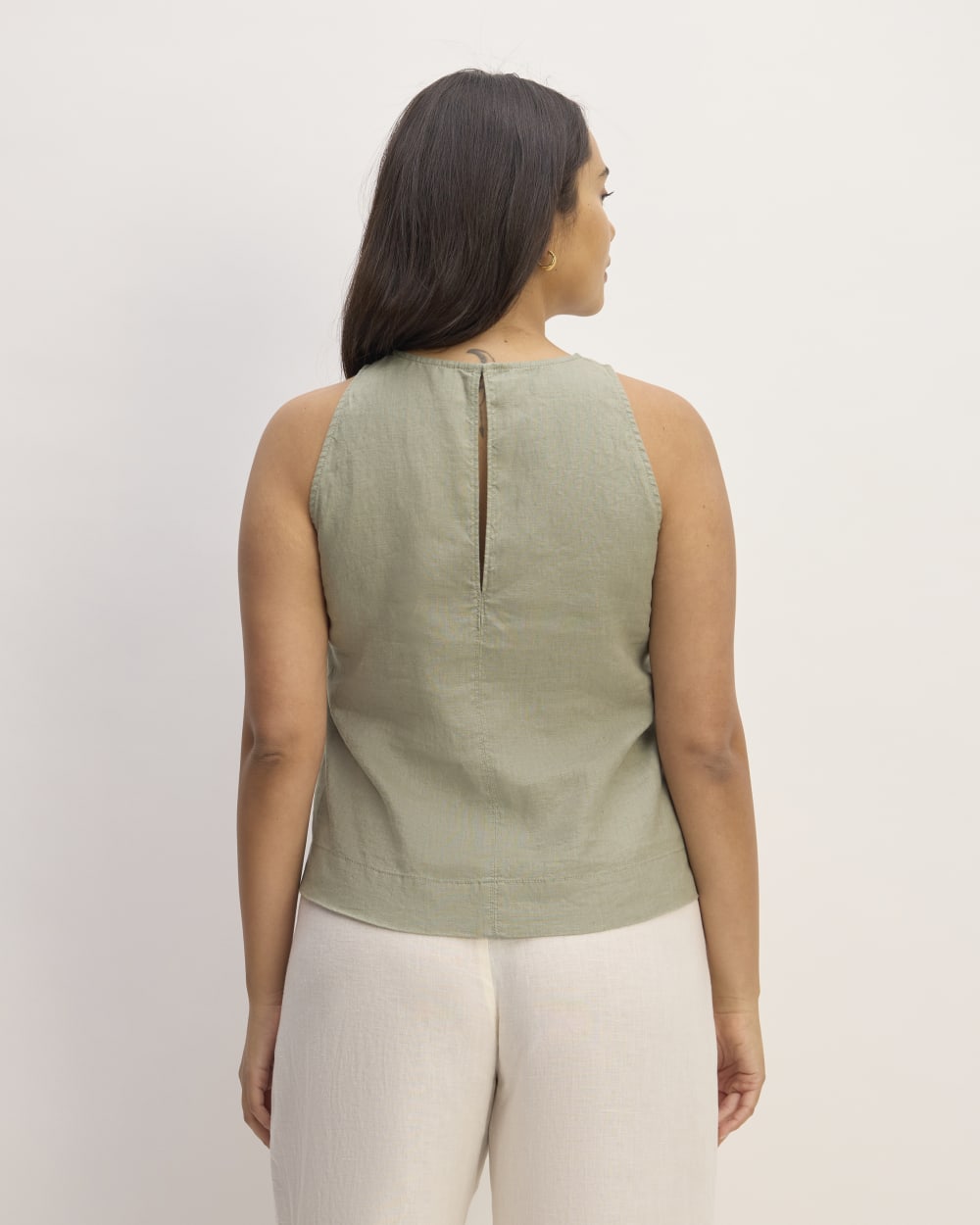 トップス HIGH DENSITY FINX LINEN WEATHER TANK Auralee High Density Finx Linen Weather Shirts - Ecru | Garmentory