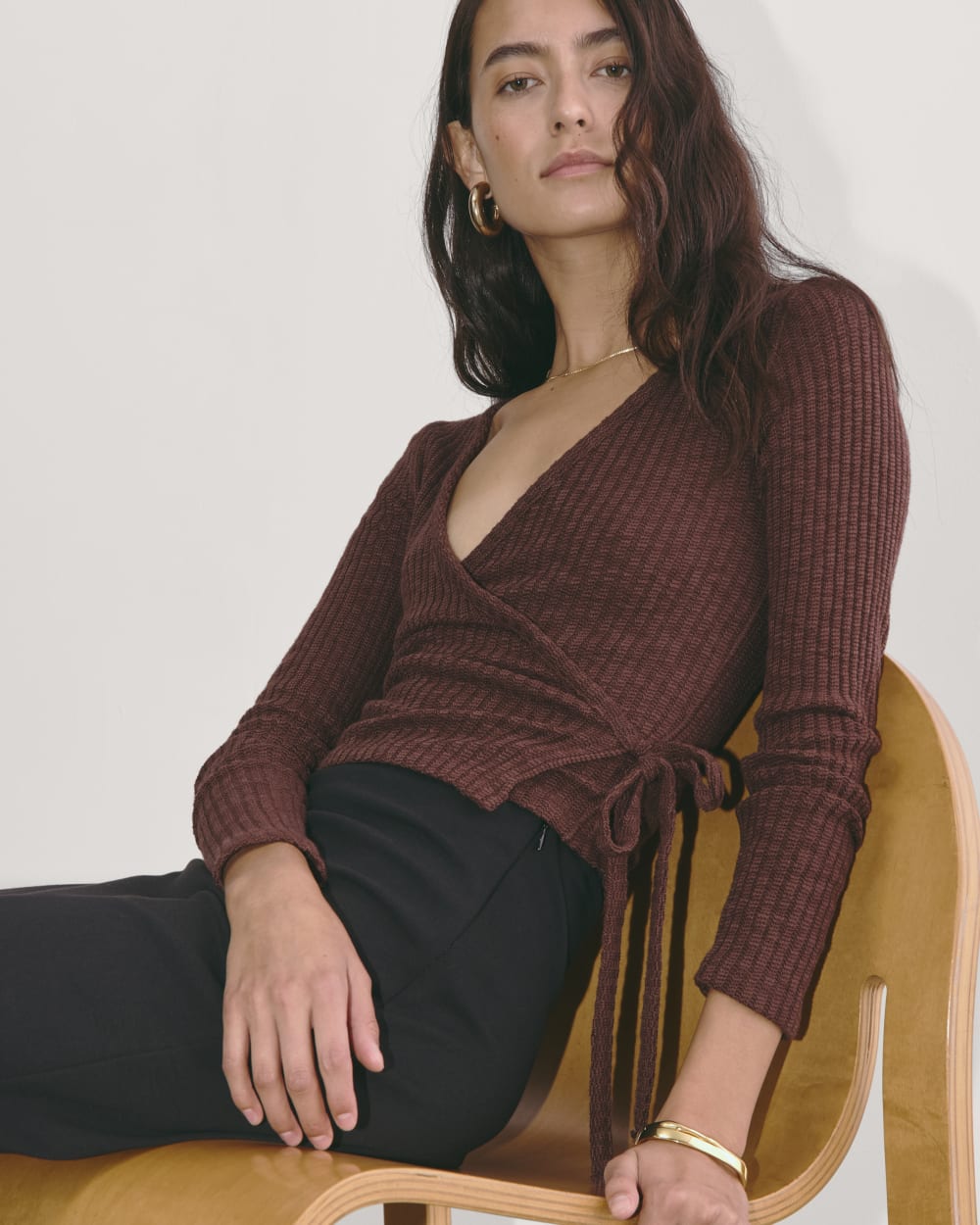 The Cozy Rib Wrap Top | Dark Mahogany – Everlane