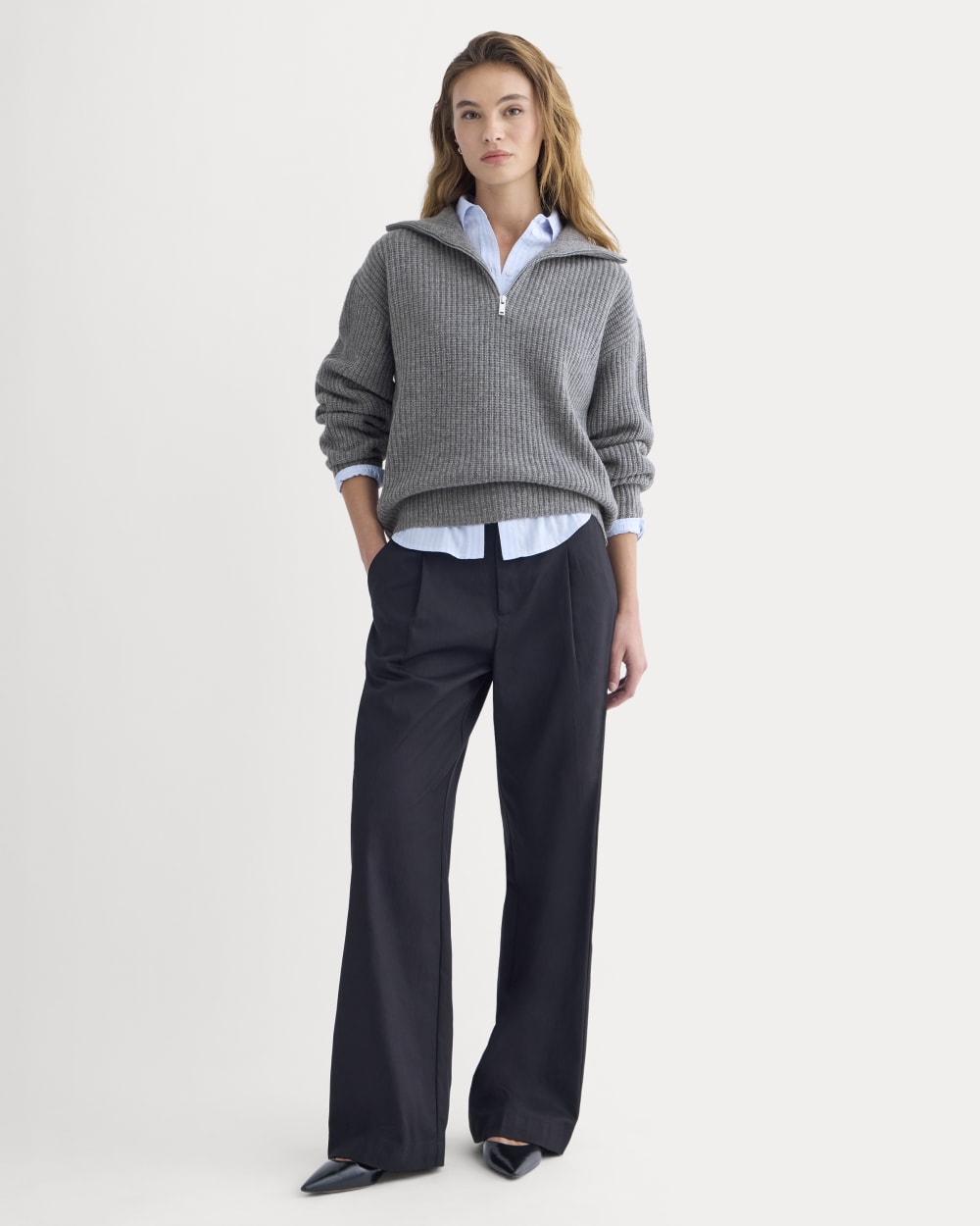 The Half-Zip Sweater in Luxe Merino | Heathered Mid-Grey – Everlane