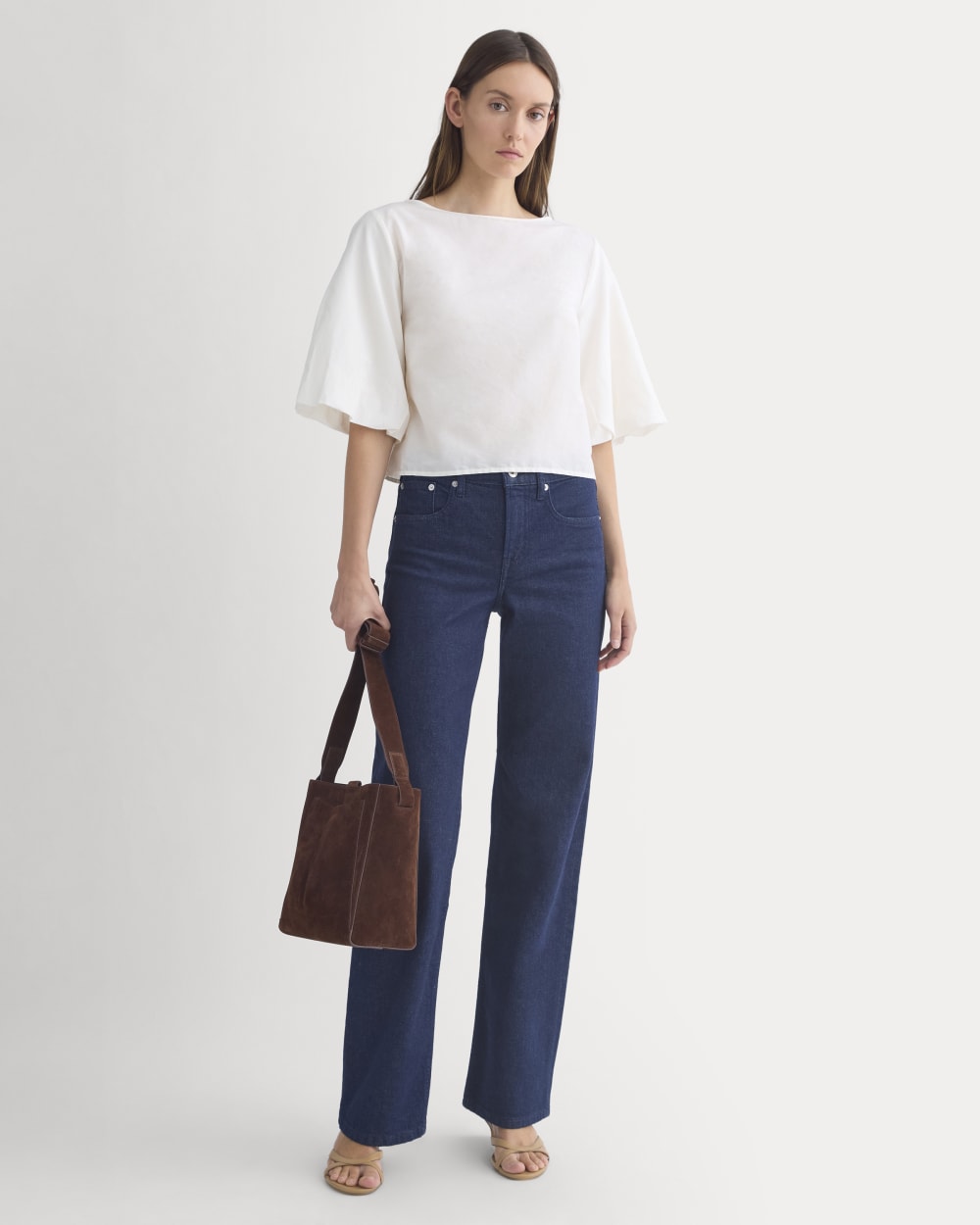 womens-bubble-sleeve-top-bone