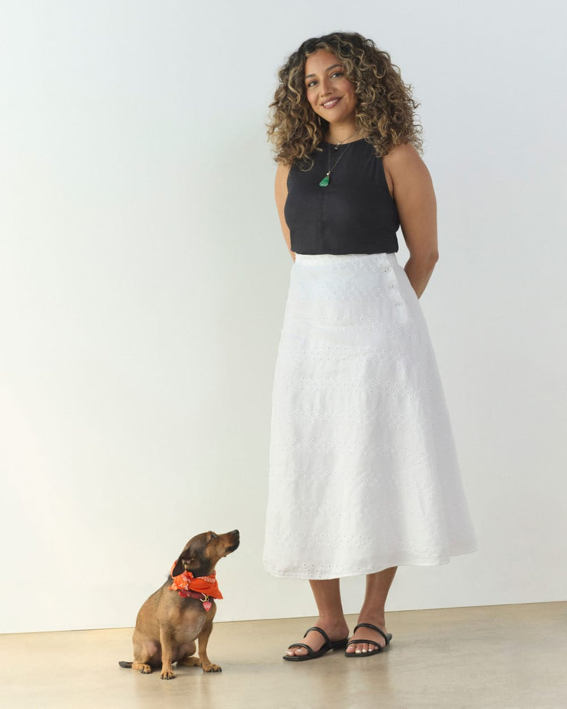 90's White Eyelet Midi Skirt by Lizsport main image 0