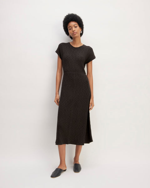 everlane 90s rib dress The Rib-Knit Cap-Sleeve Midi Lace-up depending on the mood. Color:Dark Navy pink and blue dress