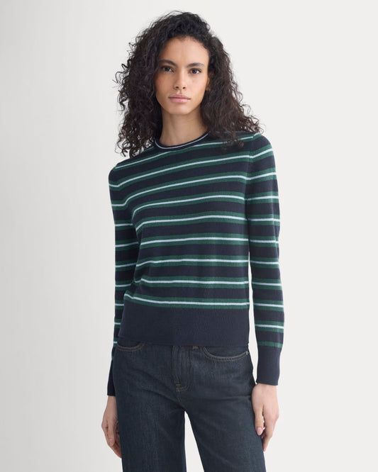 womens-cashmere-slim-crew-sweater-green-blue | primary