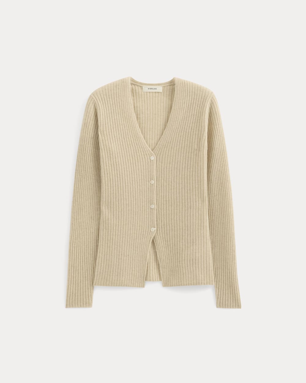 womens-cashmere-ribbed-v-neck-cardigan-heather-light-camel | primary