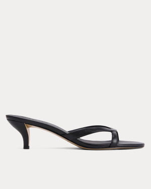 Sculpted Heel Sandal | Black Leather