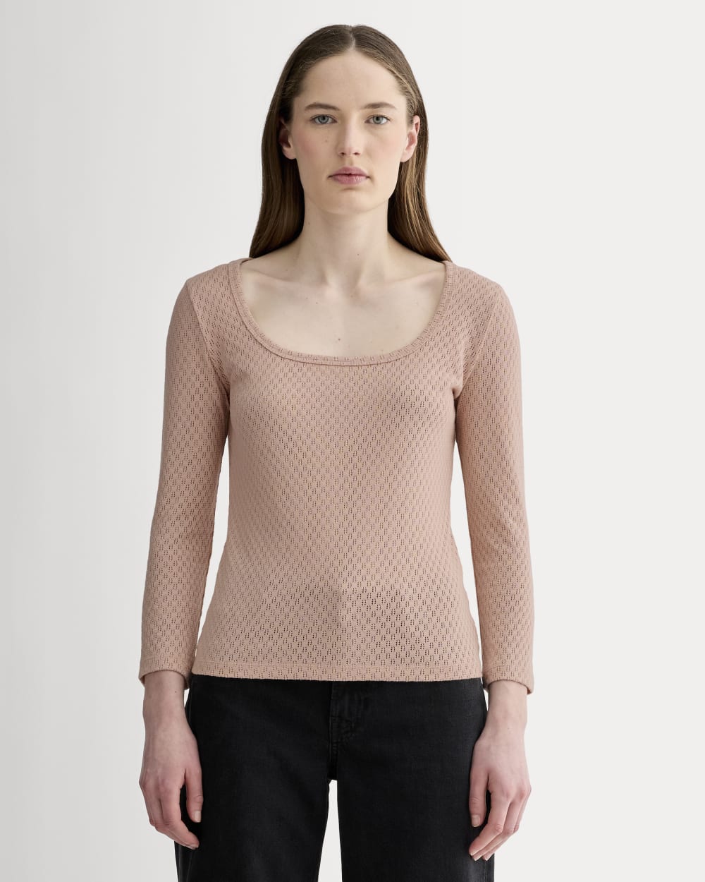 The Pointelle Scoop-Neck Top