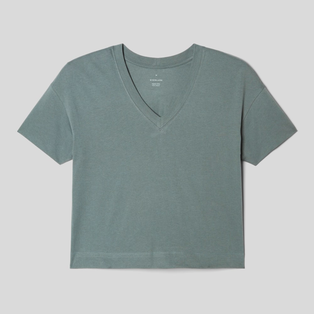 womens-organic-ctn-boxy-v-tee-green-balsam | alt