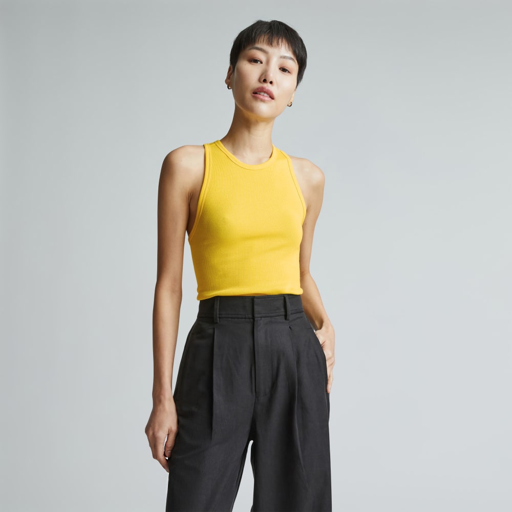 The Luxe Rib Racerback Tank | High Visibility Yellow – Everlane