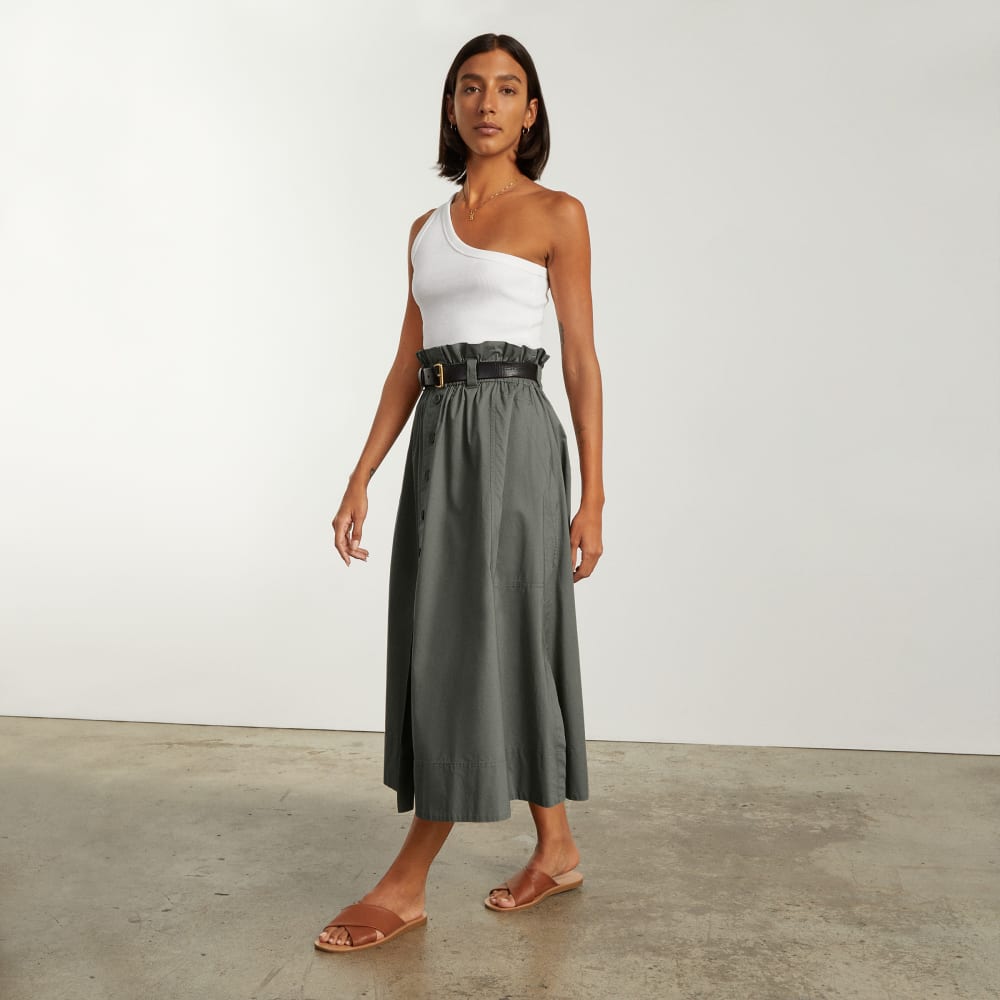 The Easy Button-Front Skirt | Pewter Green – Everlane