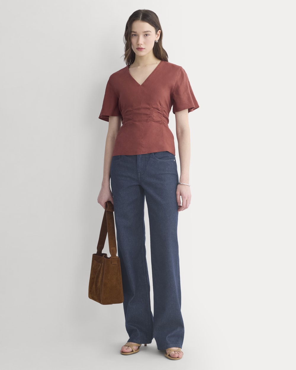 womens-cinched-top-in-stretch-linen-henna-red