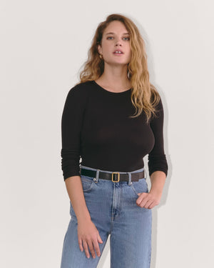 The Luxe Rib Long-Sleeve Crew | Black
