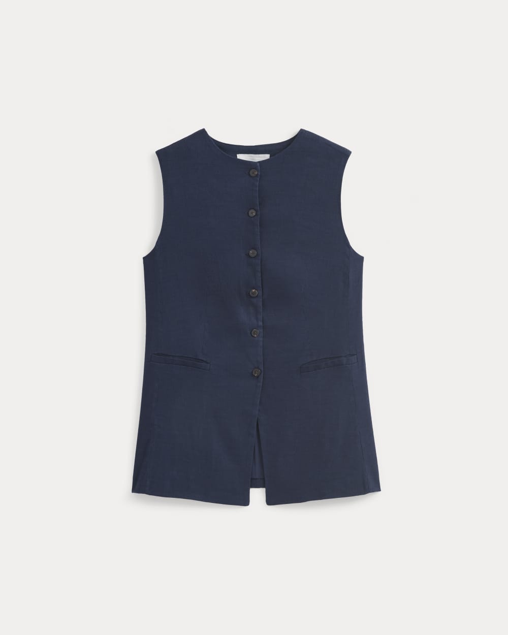 womens-long-vest-in-stretch-linen-navy | alt