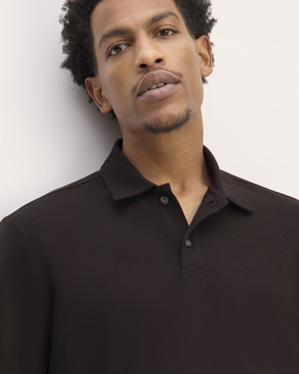 The Premium Weight Long-Sleeve Polo | Black – Everlane
