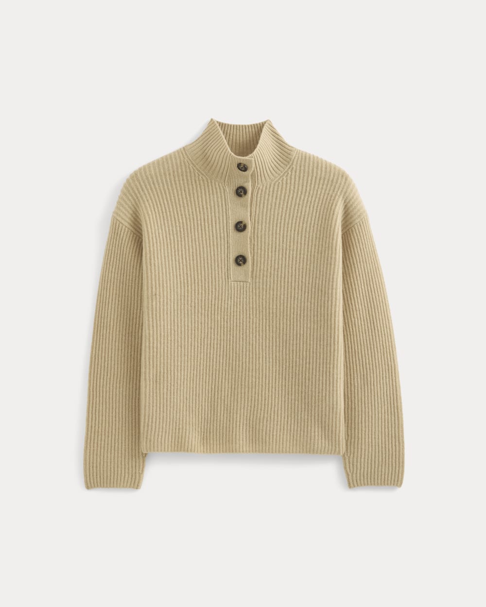womens-wool-cashmere-cocoon-henley-heather-light-camel | alt