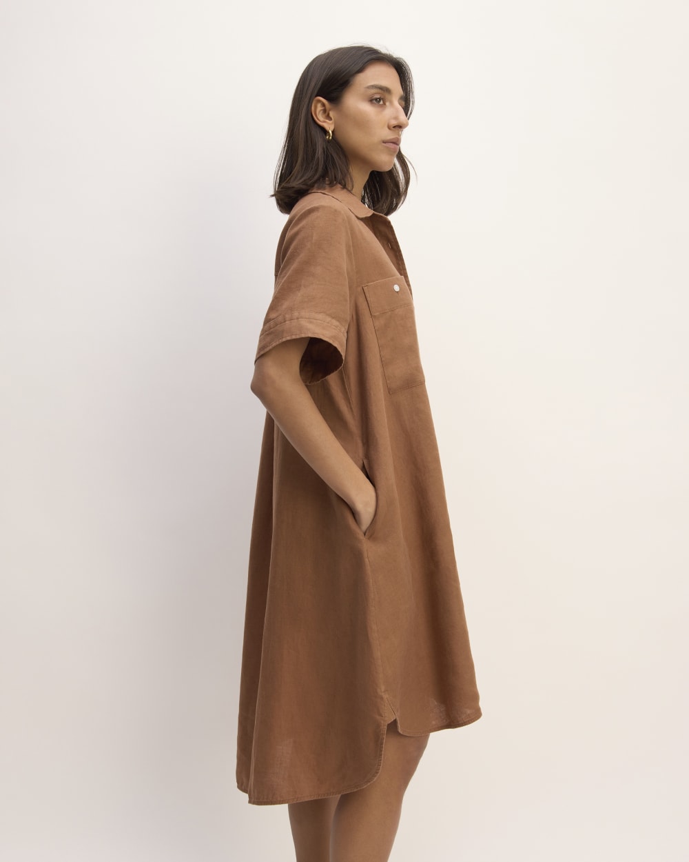 brown linen shirt dress Women's Daisy Linen Dress Light Brown main image 1
