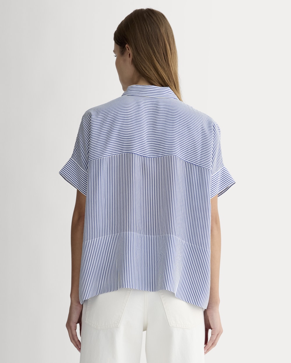 everlane silk square shirt dress Everlane Square Silk Shirt Button Down Dress Size 4 Navy Short Sleeve Collar