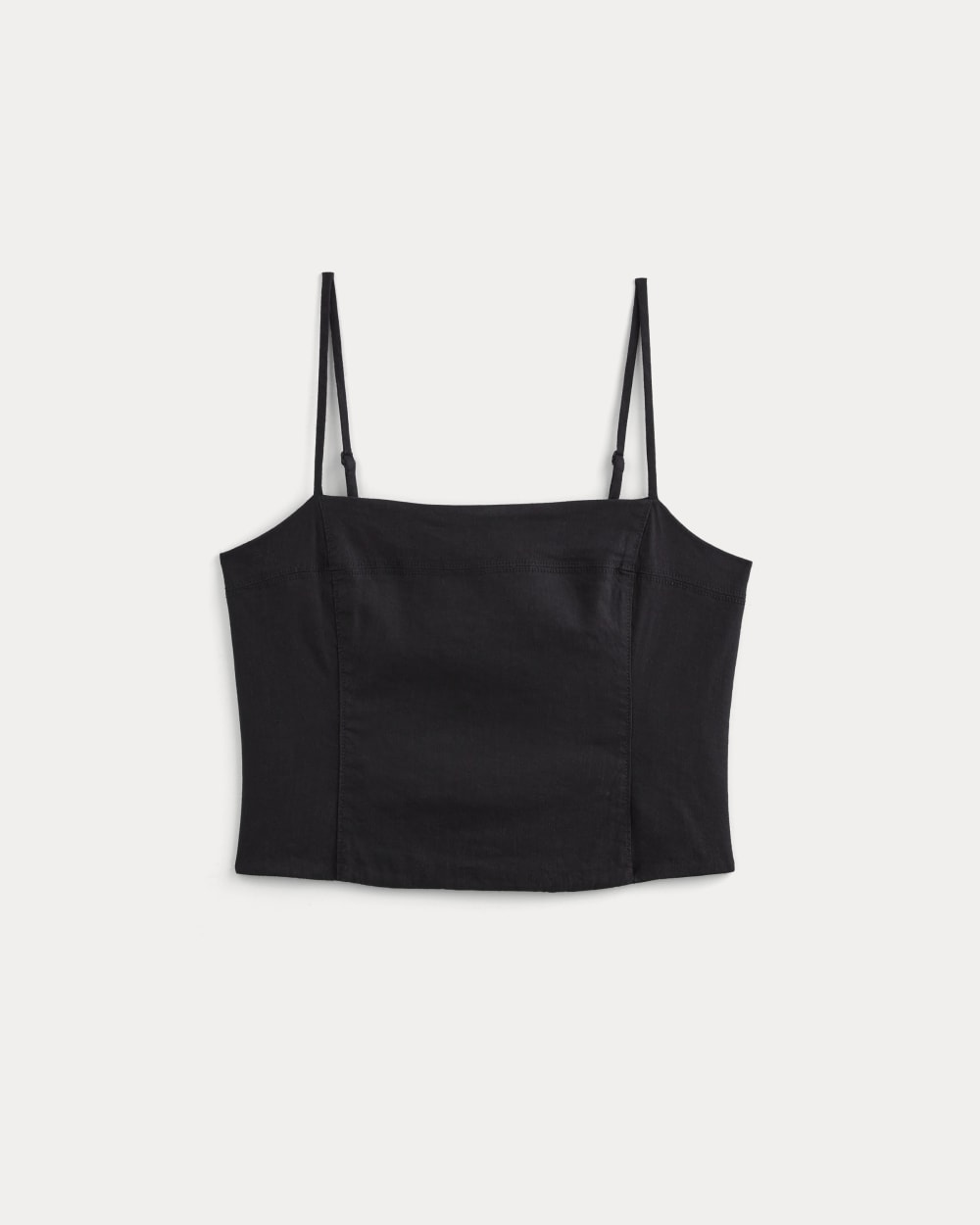 womens-seamed-top-stretch-linen-black | alt