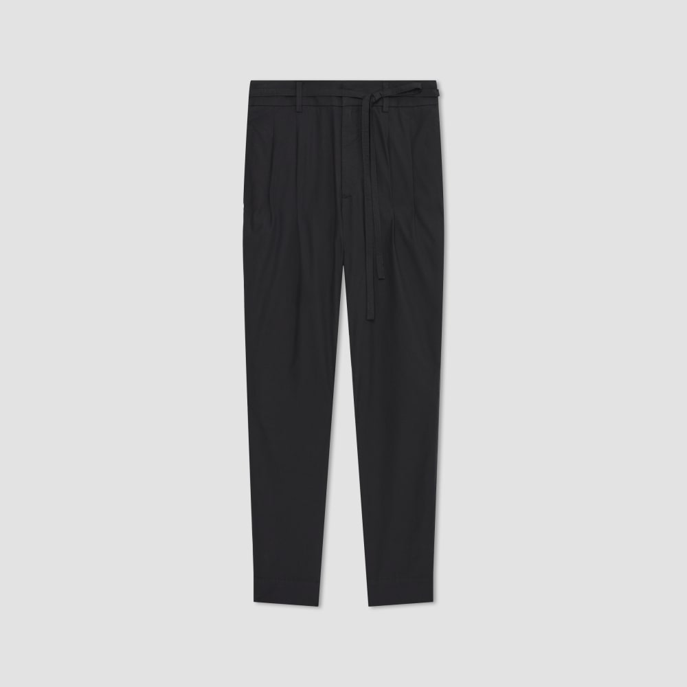 womens-poplin-pleated-taper-pant-black | alt