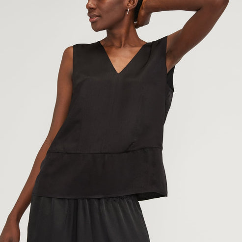 Jane Ss V Neck Top Black