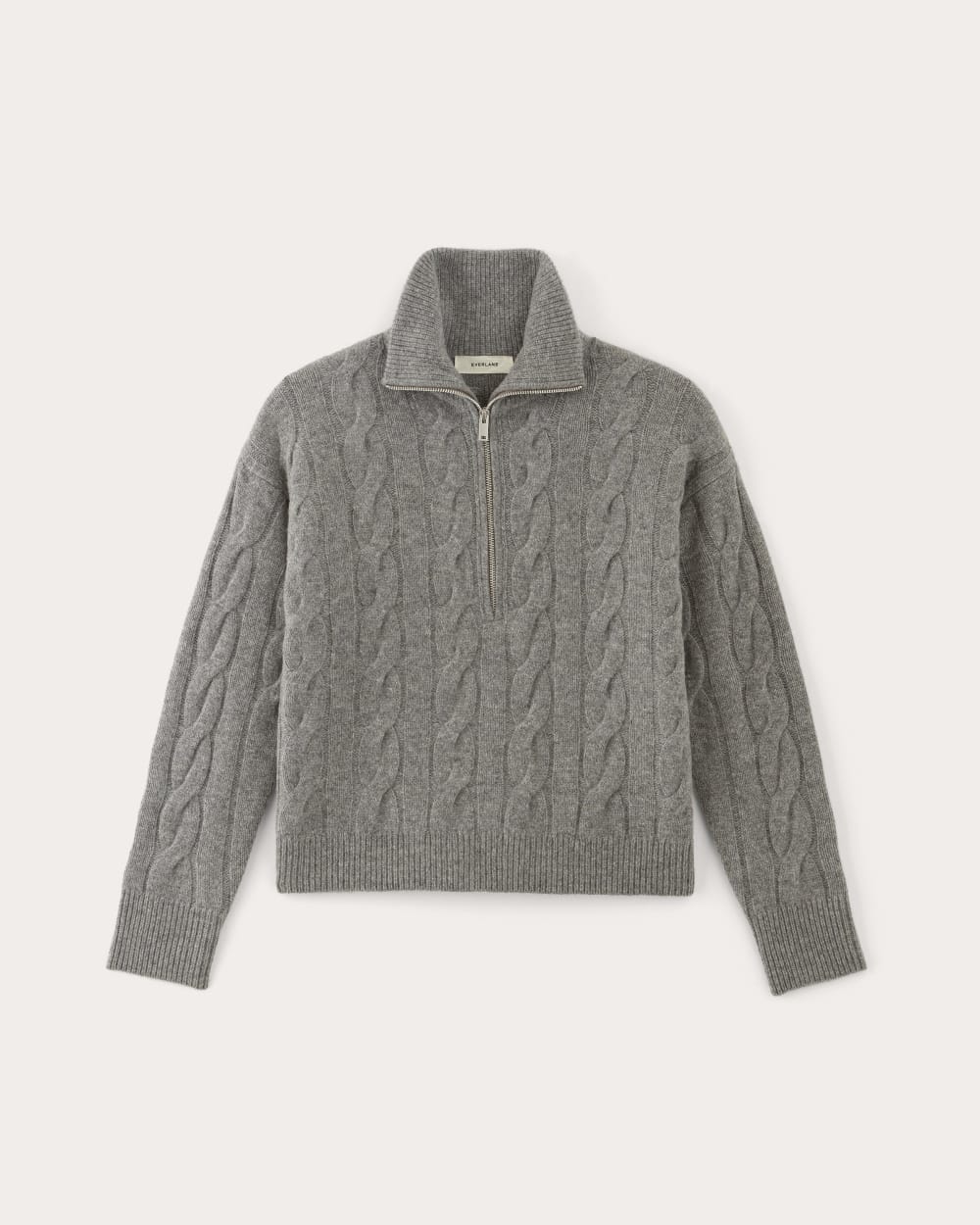 The Cable Half-Zip in Luxe Merino | Heathered Mid-Grey – Everlane
