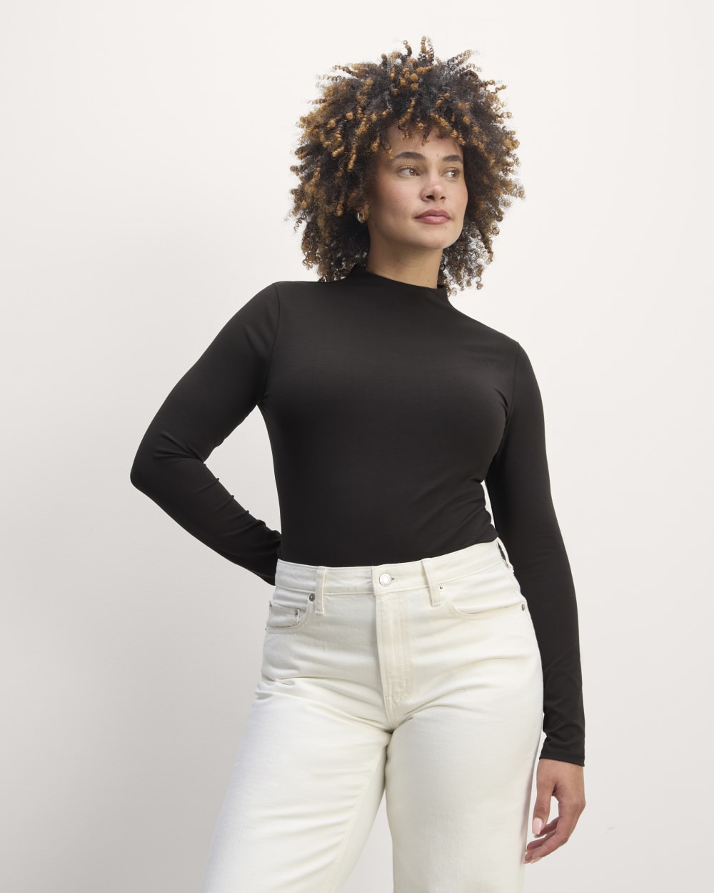 womens-supima-funnel-neck-ls-tee-black | primary