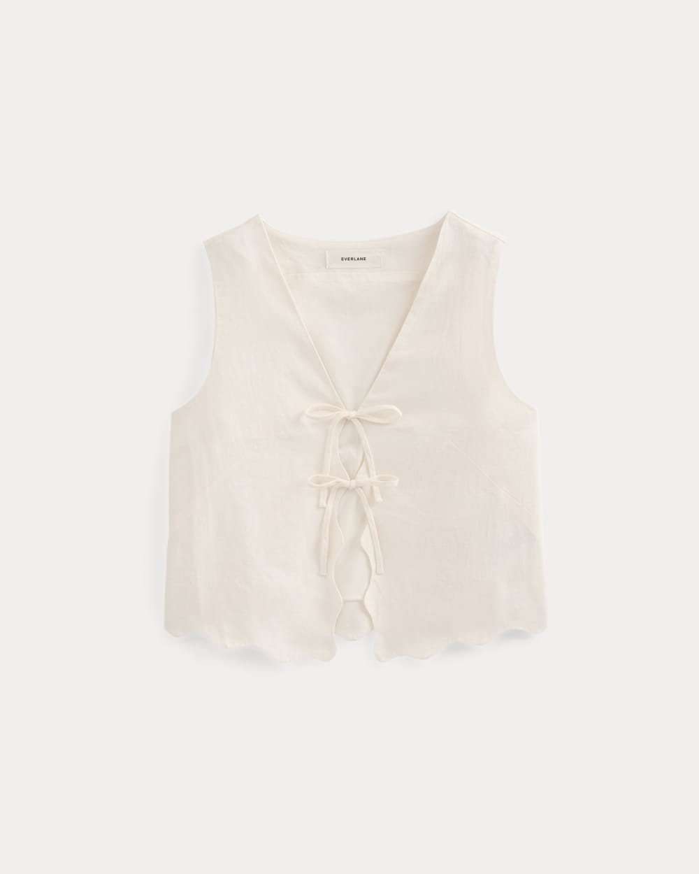 womens-tie-front-scallop-tank-in-linen-bone | alt
