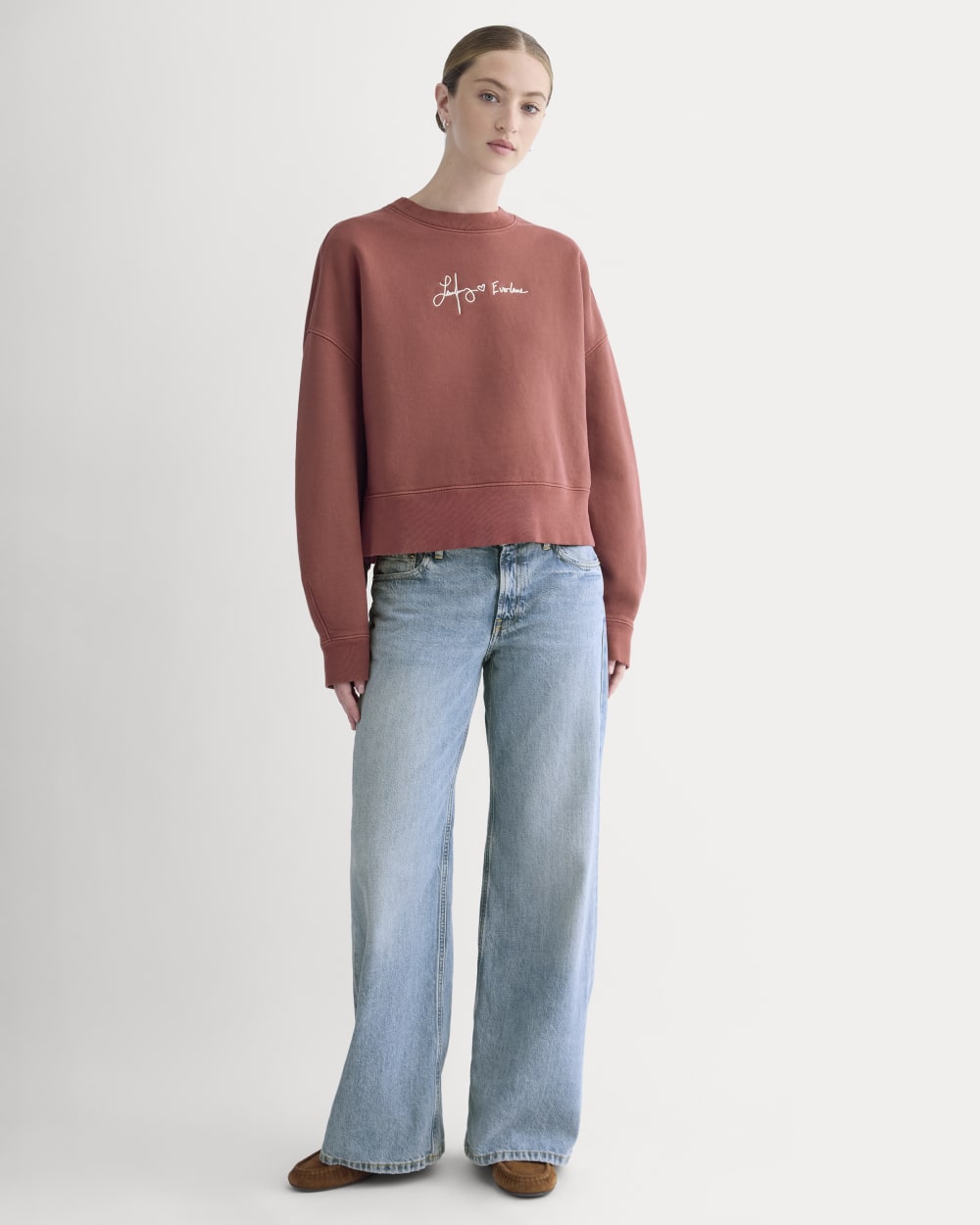 everlane-x-laufey-foundation-sweatshirt-dusty-red