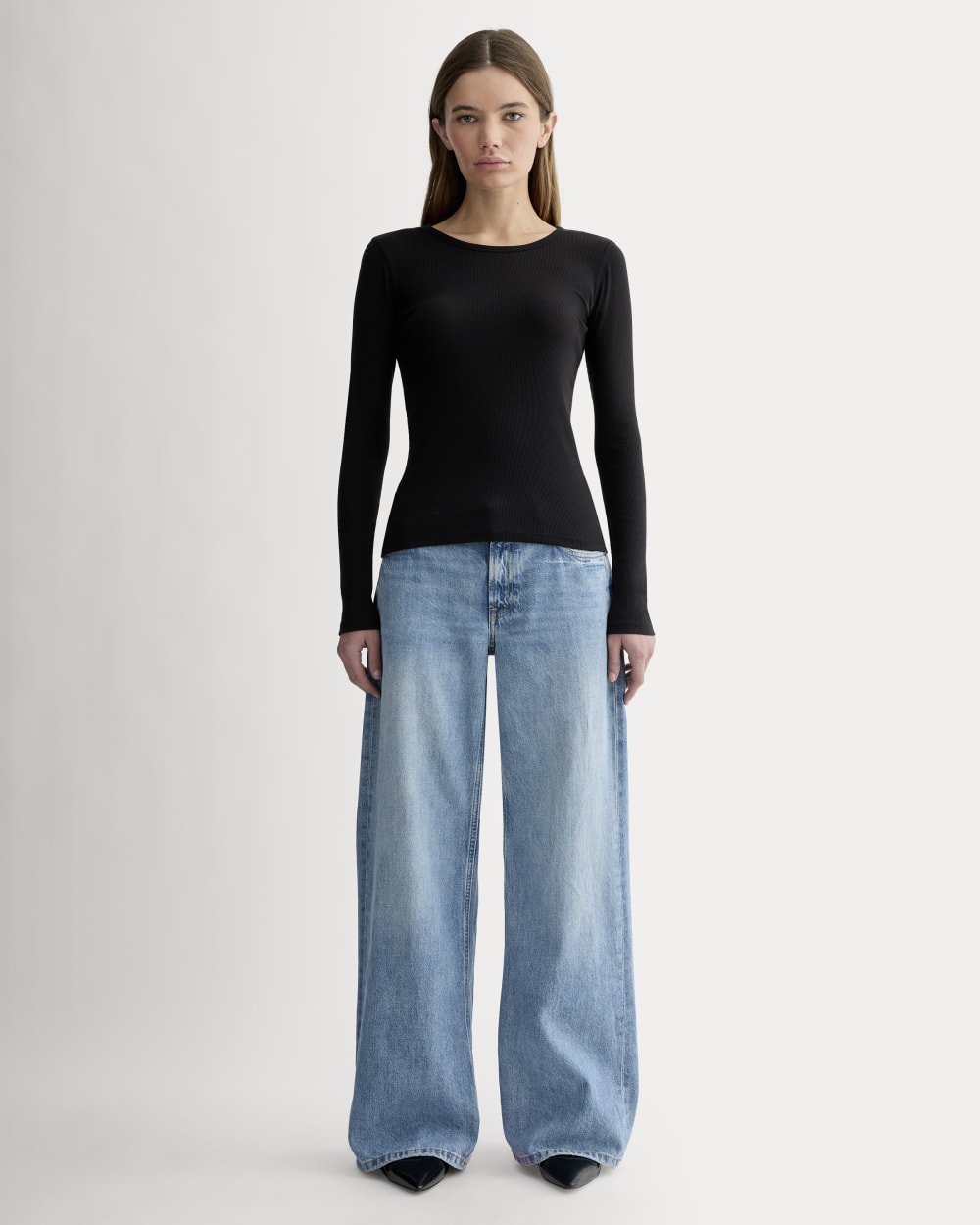 The Luxe Rib Long-Sleeve Crew | Black – Everlane