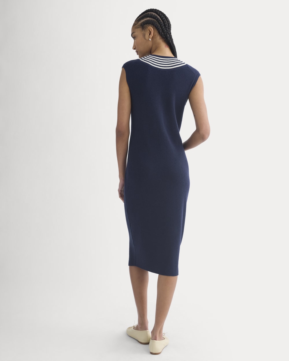Relaxed V-Neck Midi Sweater Dress in Cotton Merino | Navy Everlane Relaxed V-Neck Midi Sweater Dress in Cotton Merino | Navy Everlane