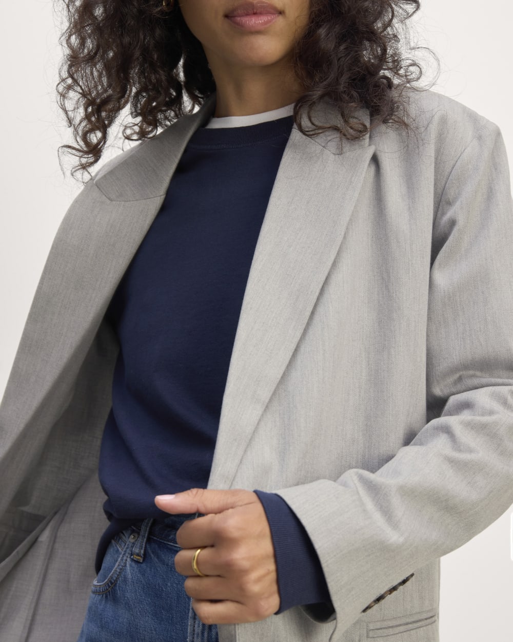 The Double-Breasted Blazer in Buttersmooth | Heather Steel – Everlane
