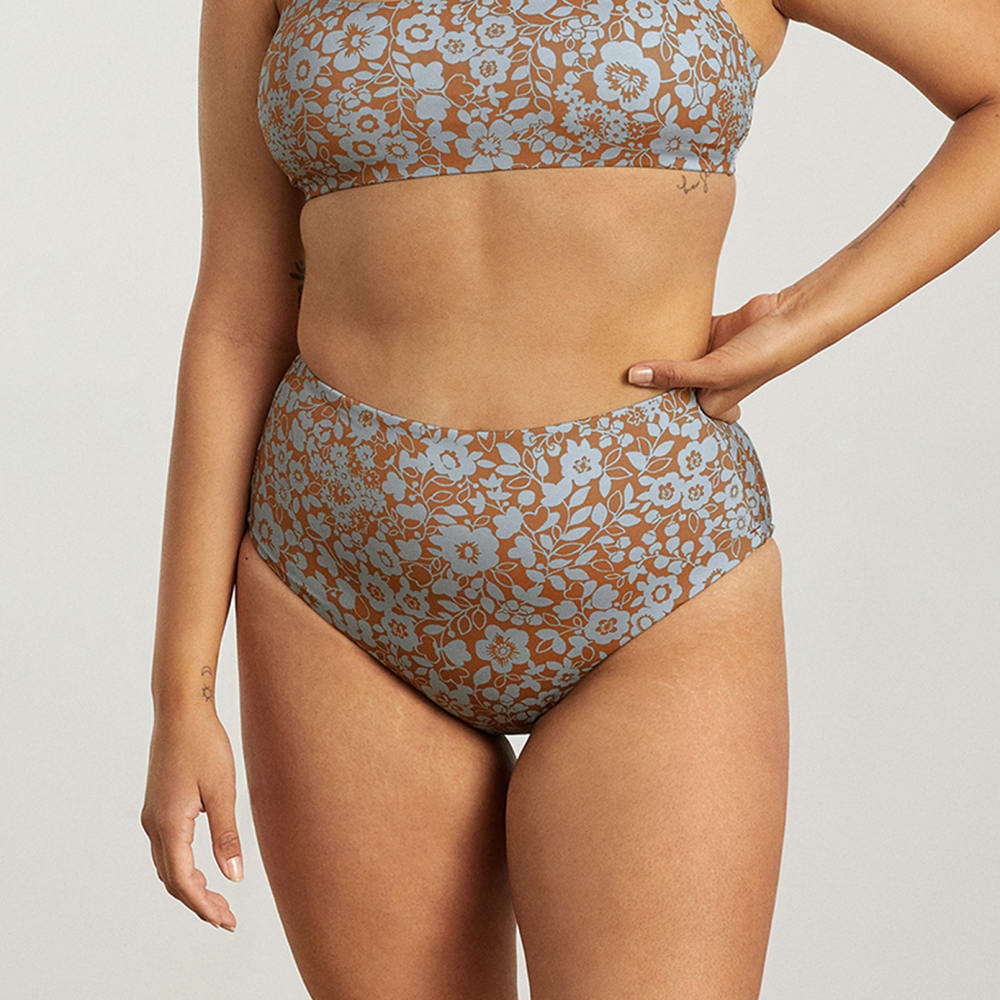womens-high-rise-bikini-bottom-honey-floral | primary