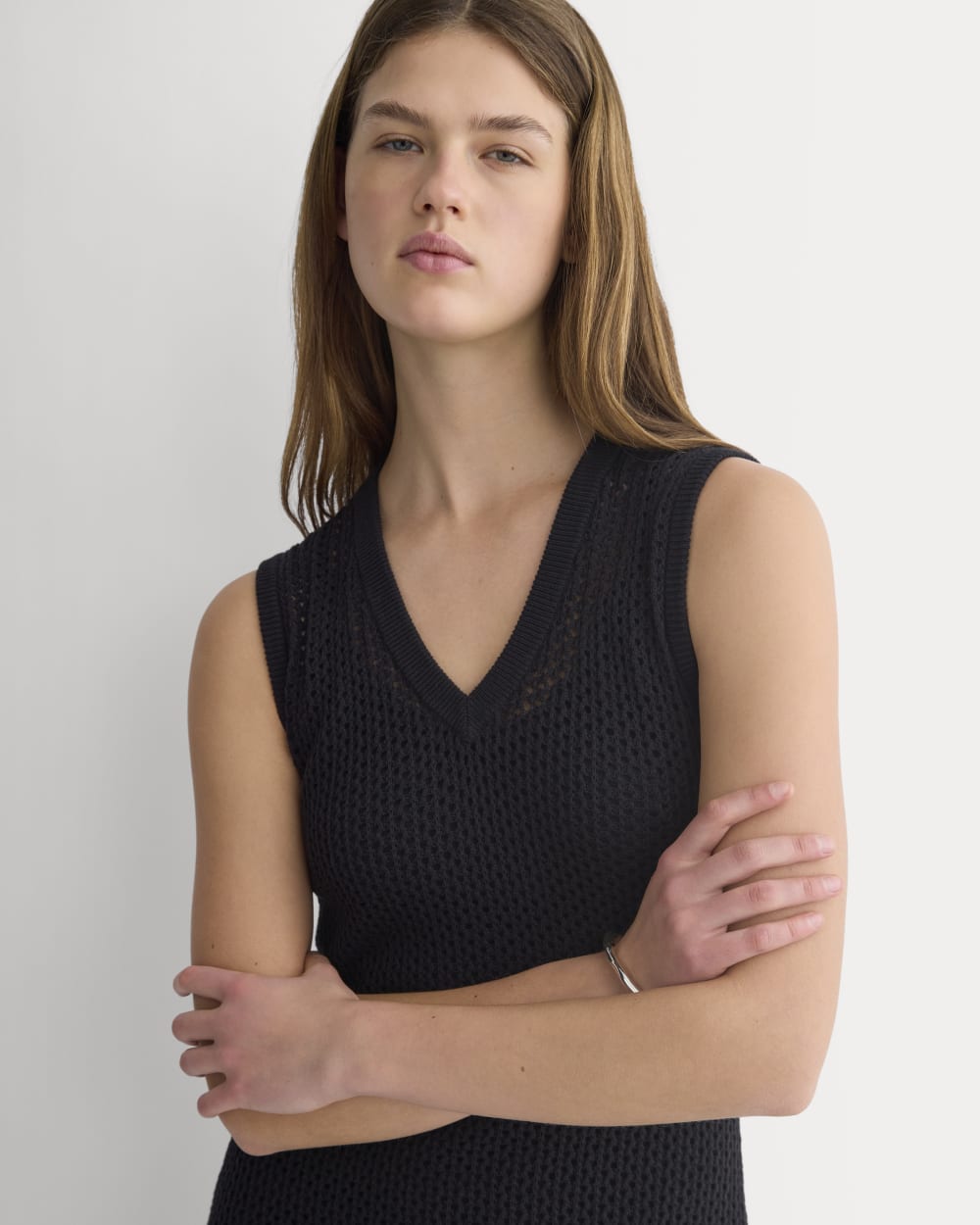 Everlane Lace Knit Maxi Sweater Dress In Black, Size Large, Cotton Everlane Lace Knit Maxi Sweater Dress In Black, Size Large, Cotton
