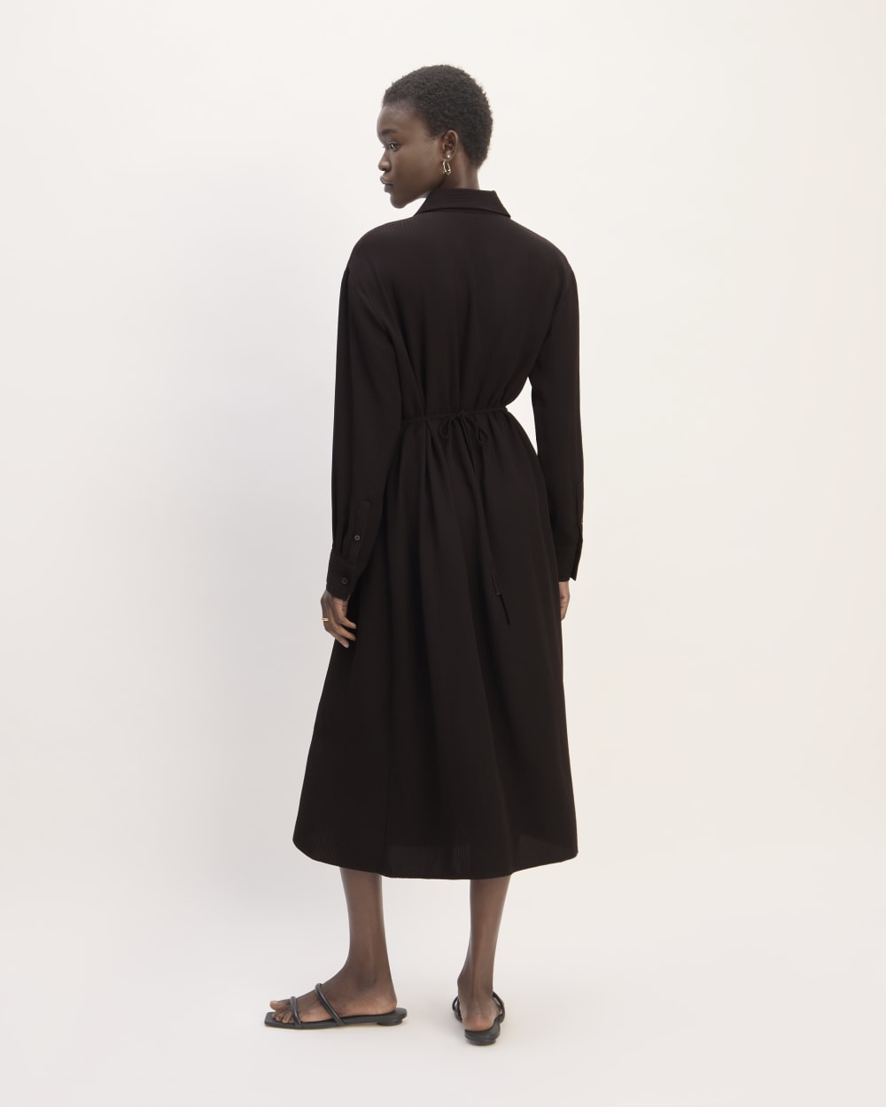 The Mini Jacquard Stripe Shirt Dress | Black – Everlane