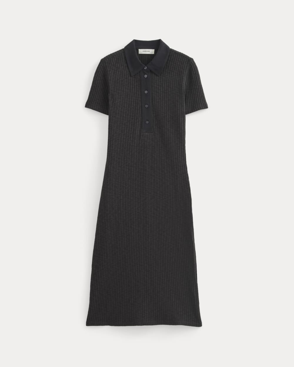 The Cozy Rib Polo Dress | Black Everlane The Cozy Rib Polo Dress | Black Everlane