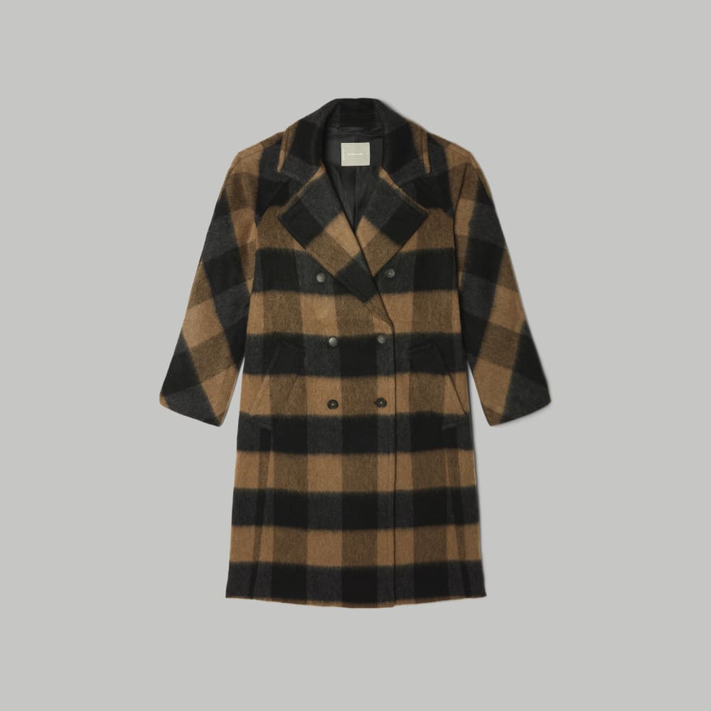 The Brushed Italian ReWool® Peacoat | Camel Buffalo Check – Everlane