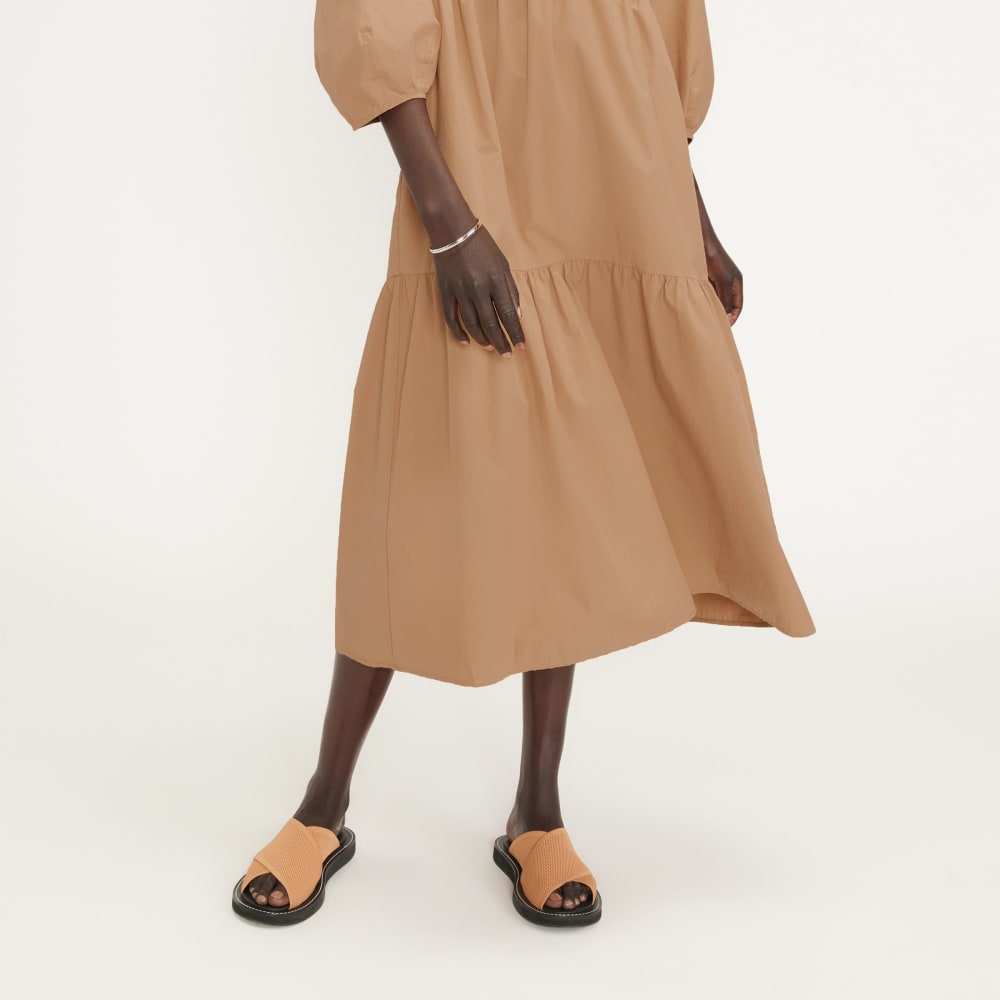 The Poplin Tiered Dress | Caramel Everlane The Poplin Tiered Dress | Caramel Everlane