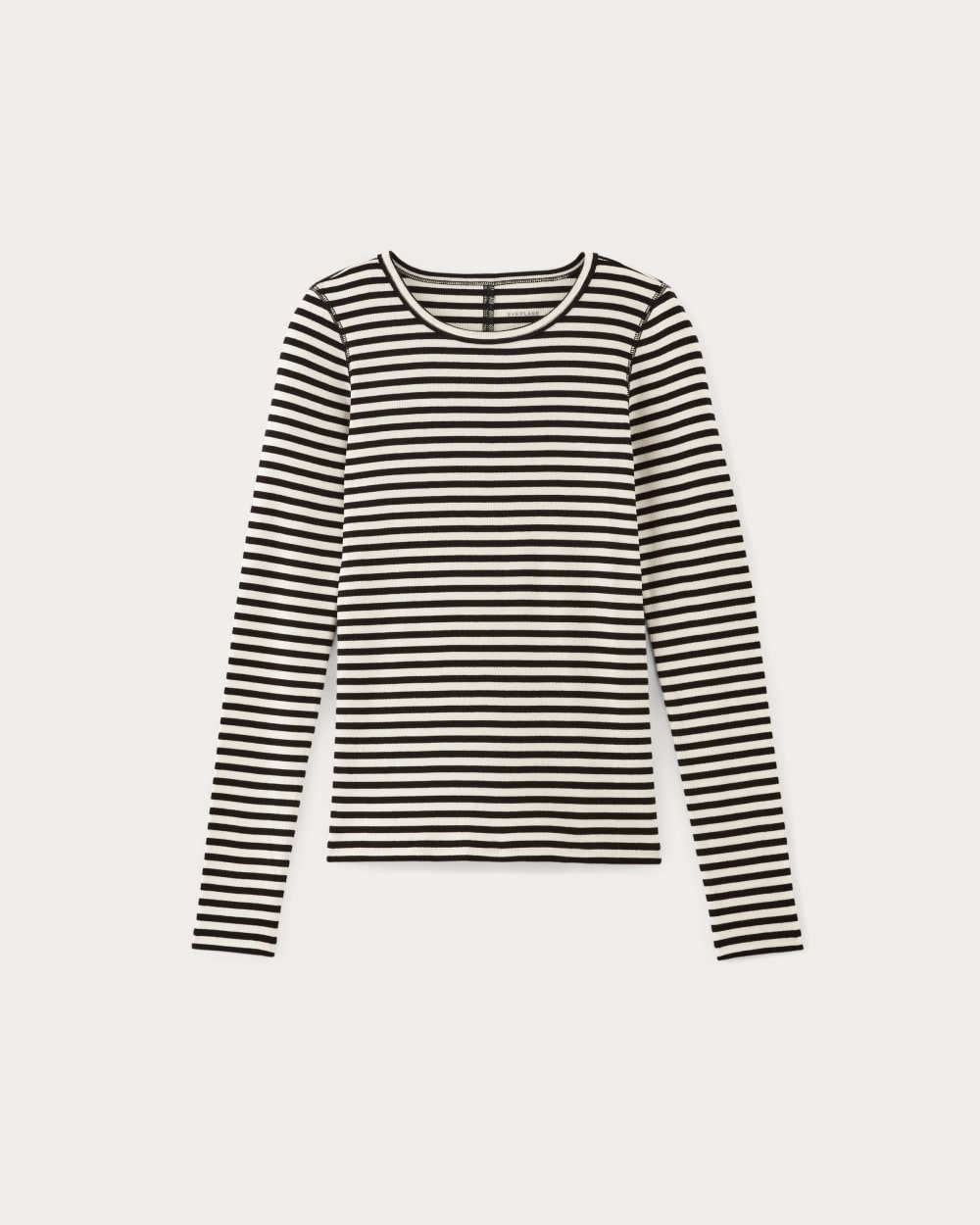 The Luxe Rib Long-Sleeve Crew | Bone / Black – Everlane