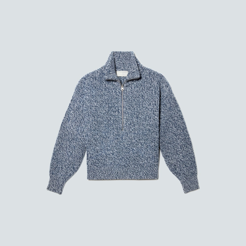 womens-felted-merino-halfzip-sweater-mallard-oat | alt