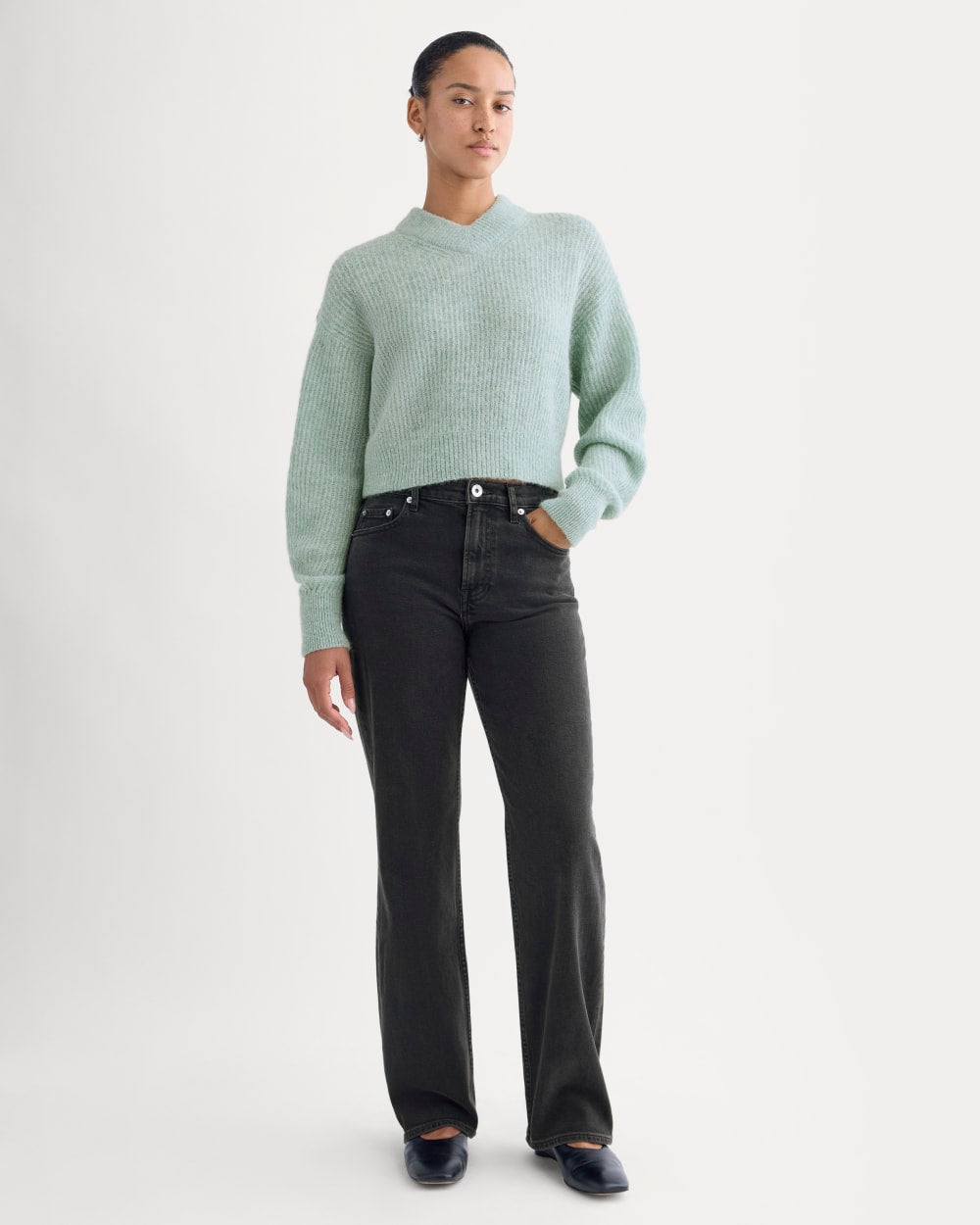 Cropped Cocoon Sweater in Alpaca | Heather Gray Mist – Everlane