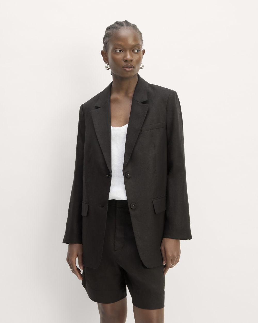 womens-linen-oversized-blazer-black | primary