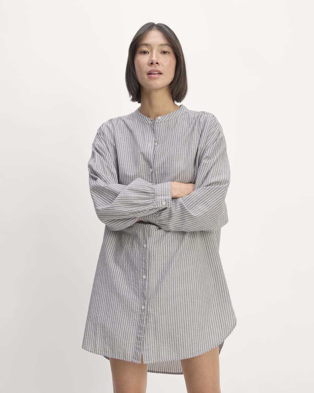 womens-gauze-oversized-shirt-white-black | primary