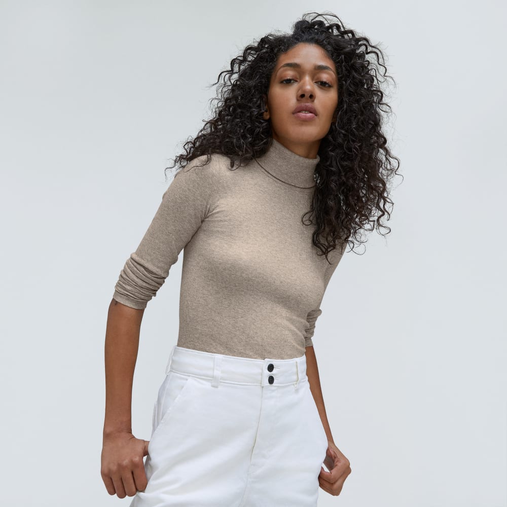 The Luxe Rib Turtleneck | Washed Heathered Fatigue