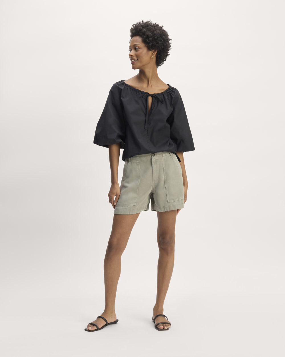 womens-tencel-darted-utility-short-sage-green | primary
