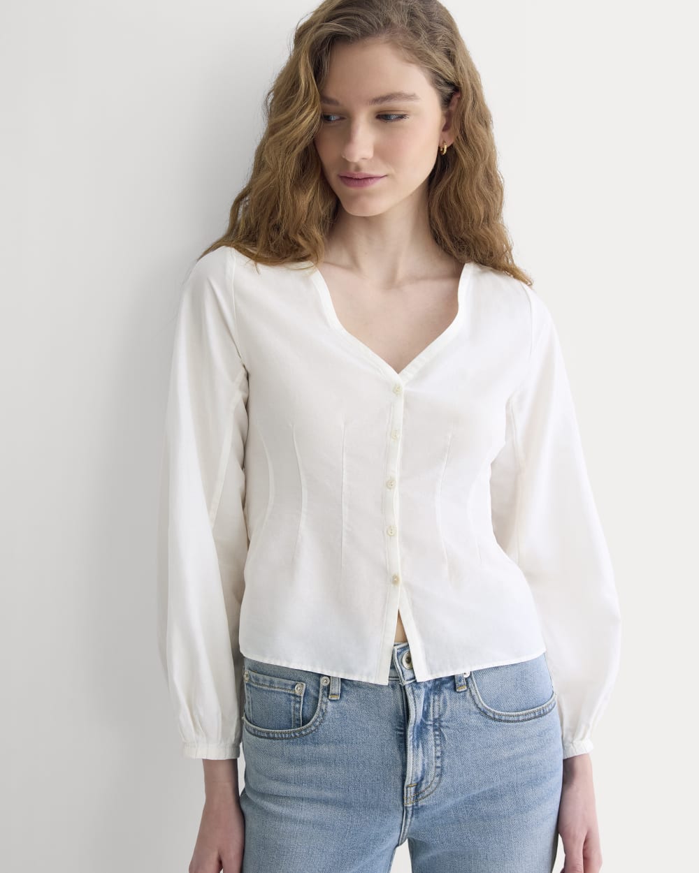 womens-balloon-sleeve-top-in-cotton-silk-bone | primary