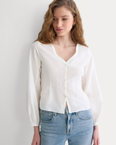 Balloon Sleeve Top in Cotton Silk | Bone – Everlane